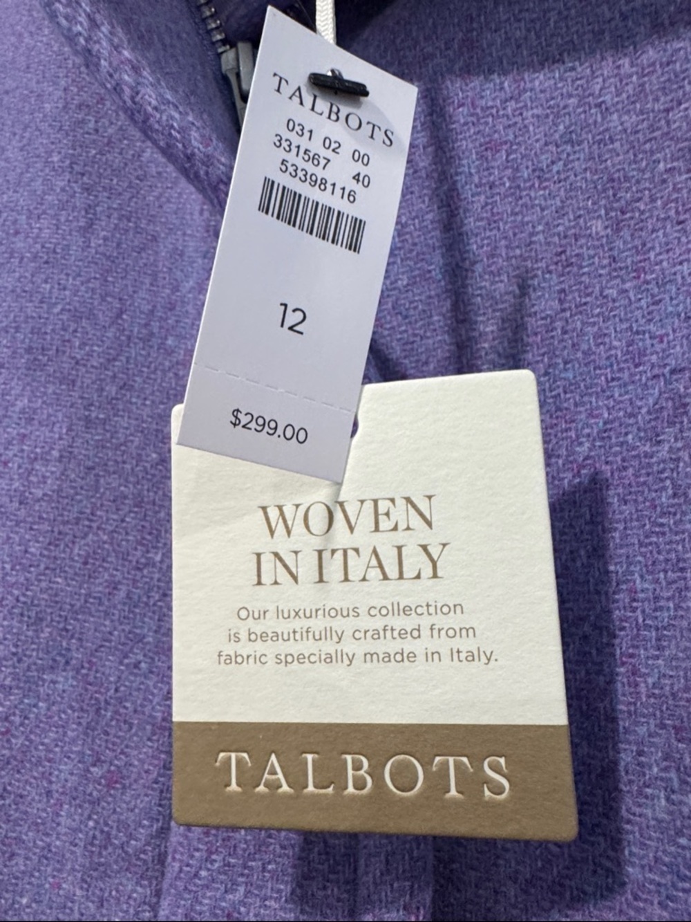 NWT Talbots Lavender Wool Blend Stand Collar Pea Coat Size 12 -RETAIL $300 - Picture 6 of 10